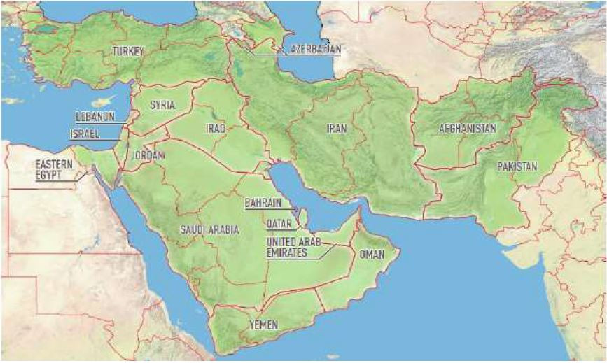 Iridium PTT (Push-To-Talk) Middle East Region Map